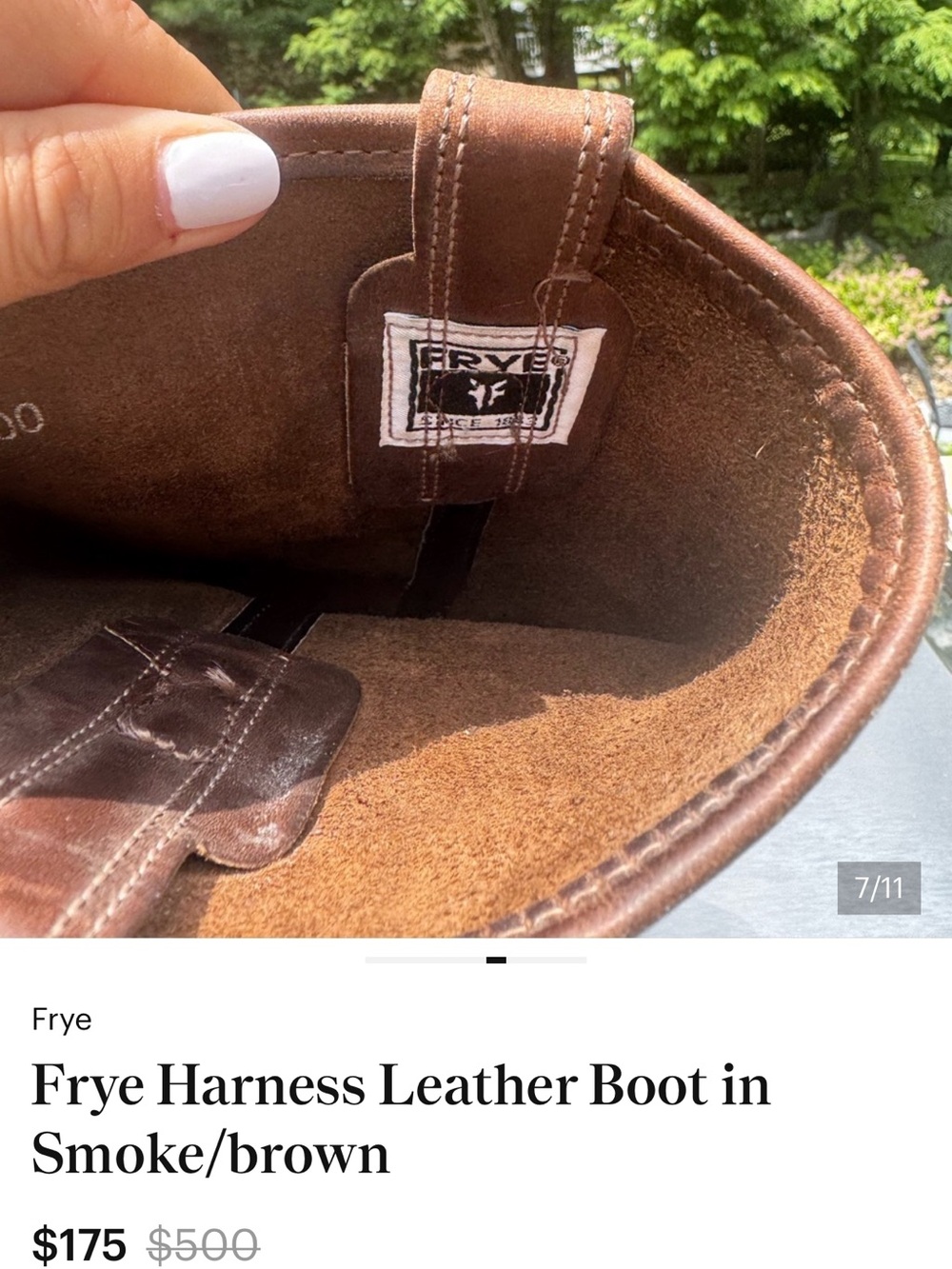 Frye Smoke/Brown Harness Mid-Calf Leather Boot - Picture 5 of 10